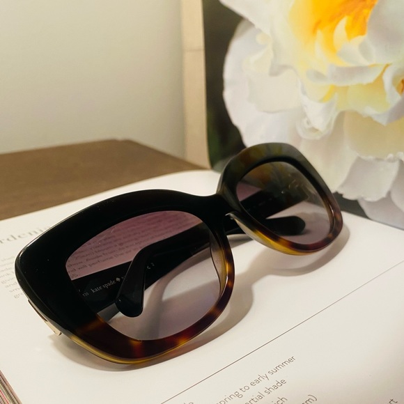 Like NEW! Kate Spade Black & Tortoise Large Cateye Sunglasses - Picture 5 of 15